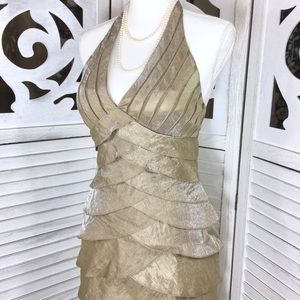 ⭐️Cache Cocktail Dress bronze shimmer sz 4